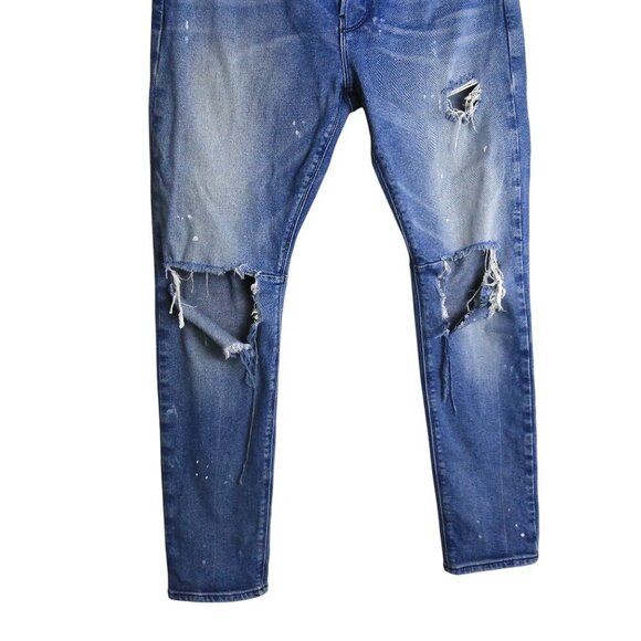 RtA Boyfriend Denim Straight Ryder Paint Distressed Washed Cross 28 Jeans - Picture 5 of 11